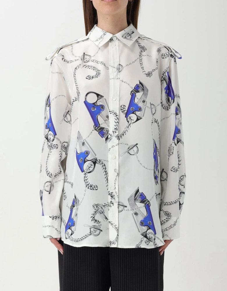 Chain  Tool Print Silk Blouse