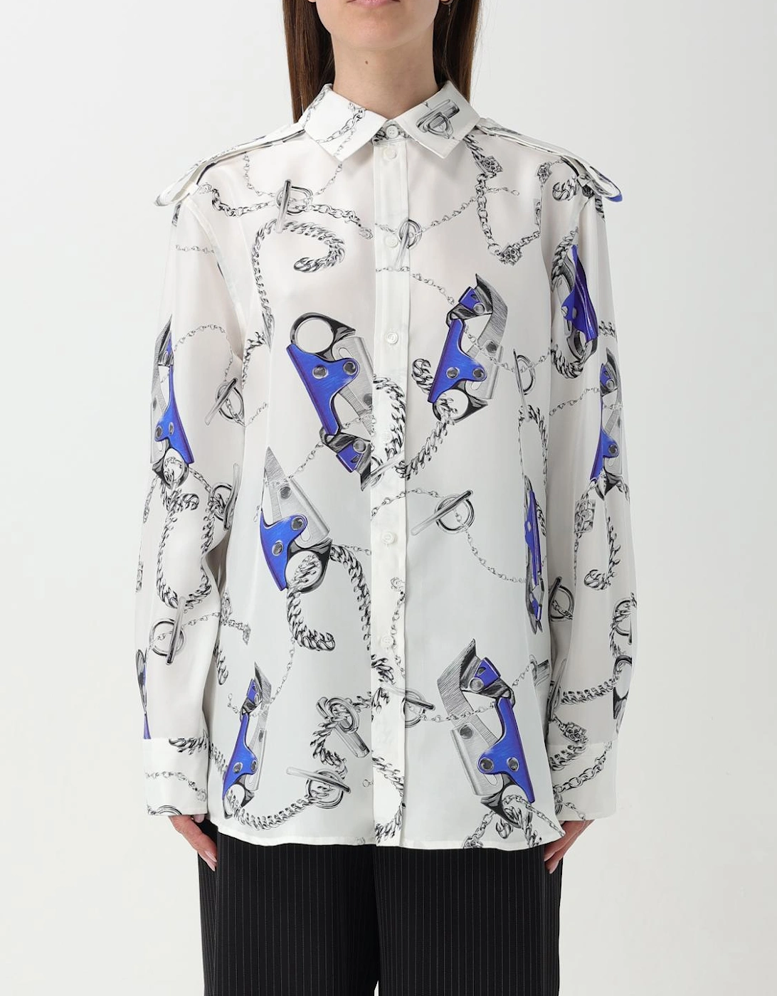 Chain  Tool Print Silk Blouse, 5 of 4
