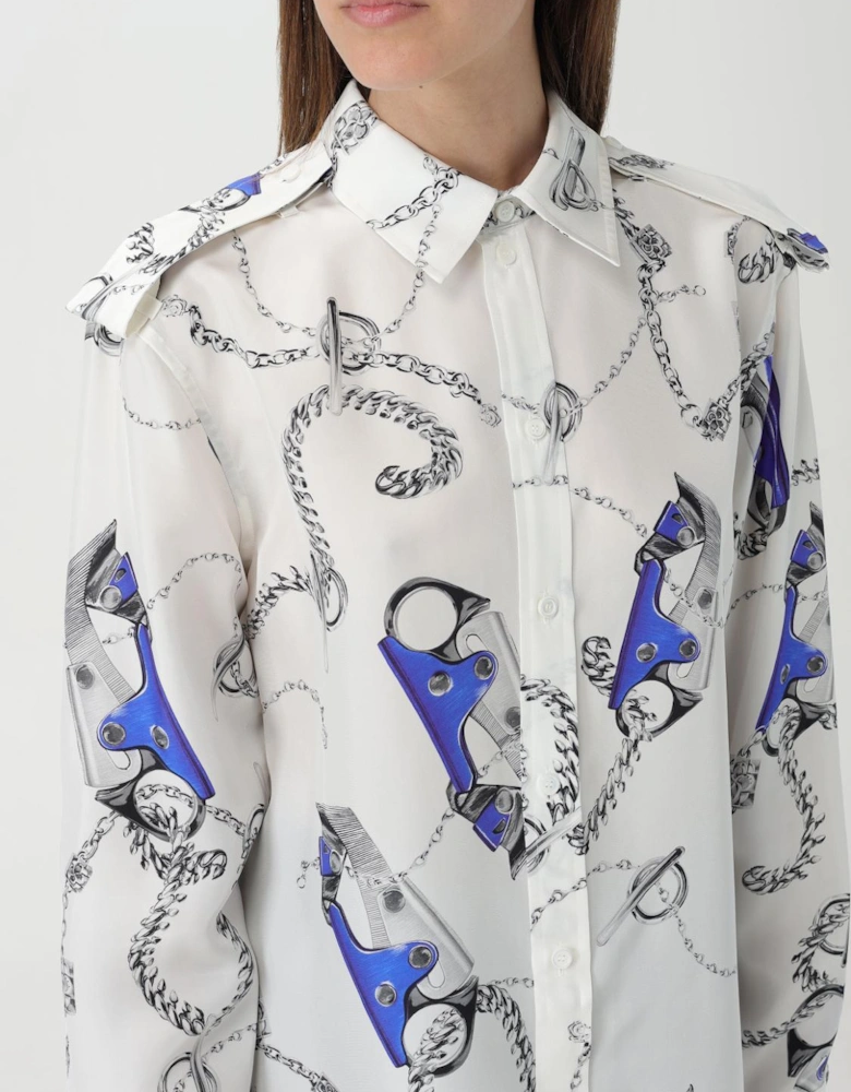 Chain  Tool Print Silk Blouse