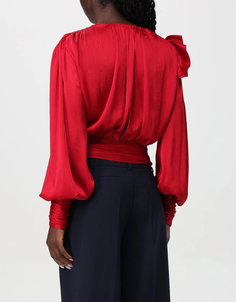 Wrap Silk Blouse Long Sleeves