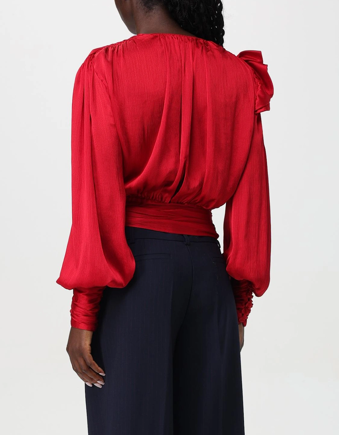 Wrap Silk Blouse Long Sleeves