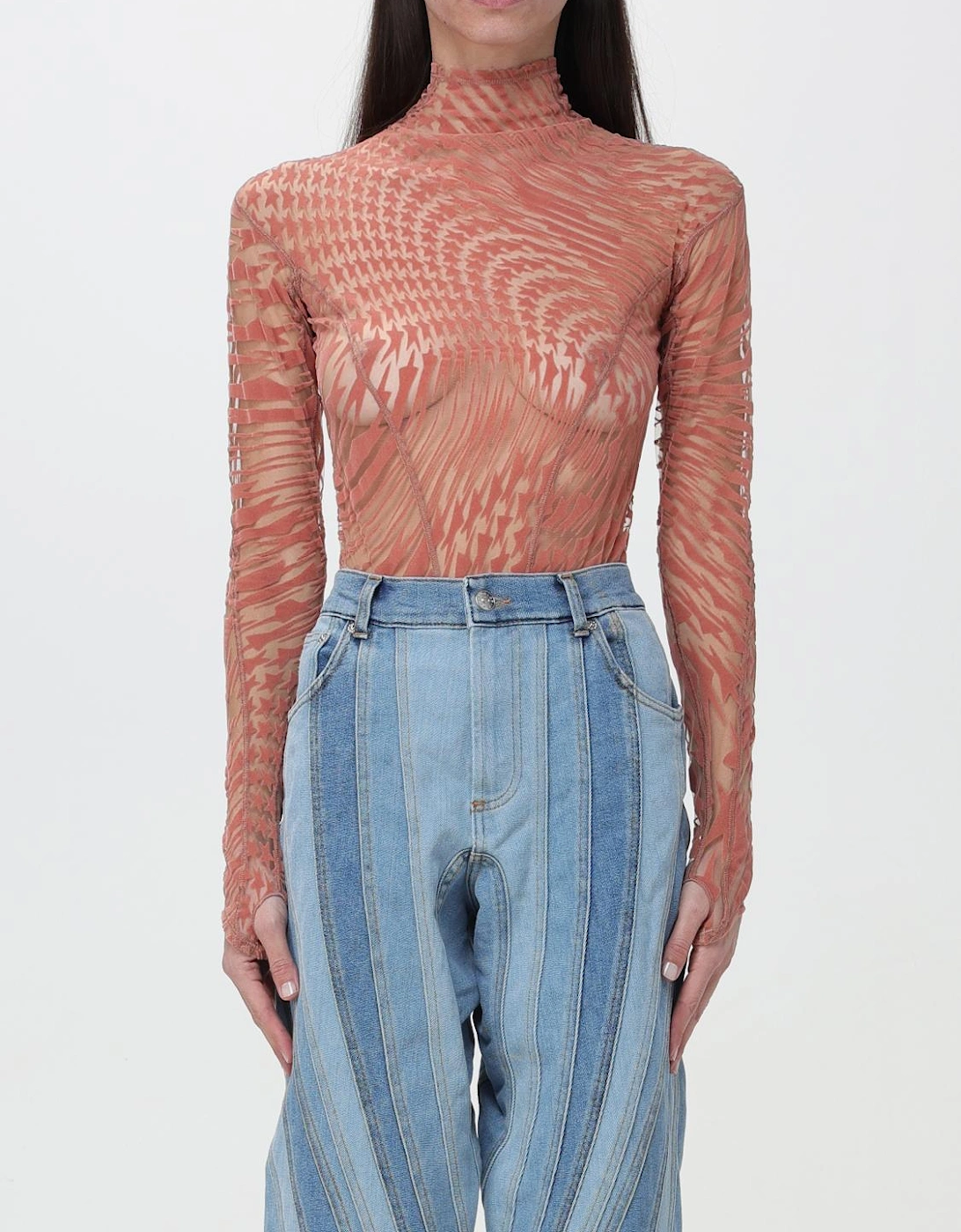 Mock Neck Sheer Top, 7 of 6