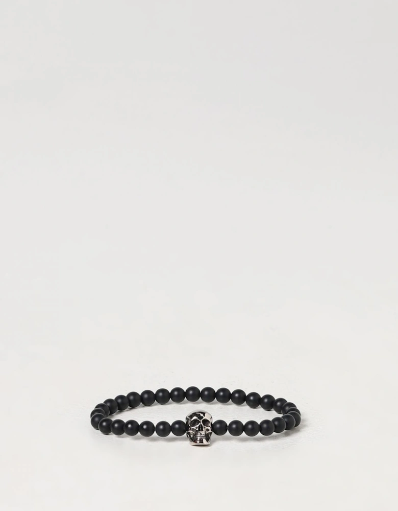 Skull Charm Onyx Bead Bracelet
