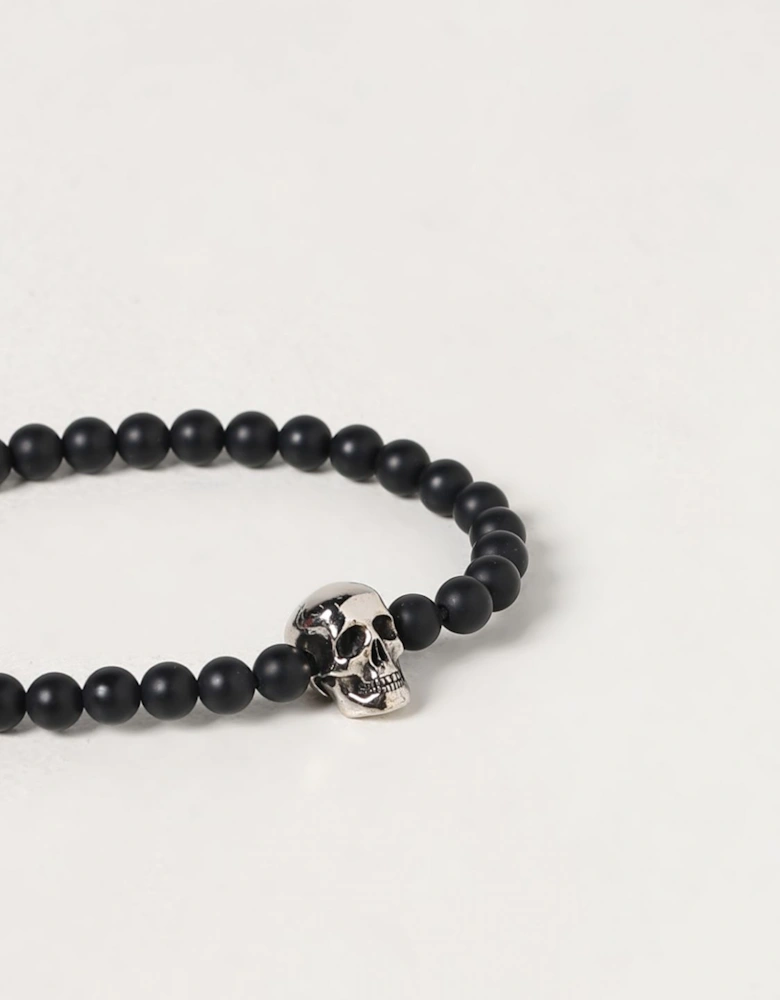 Skull Charm Onyx Bead Bracelet