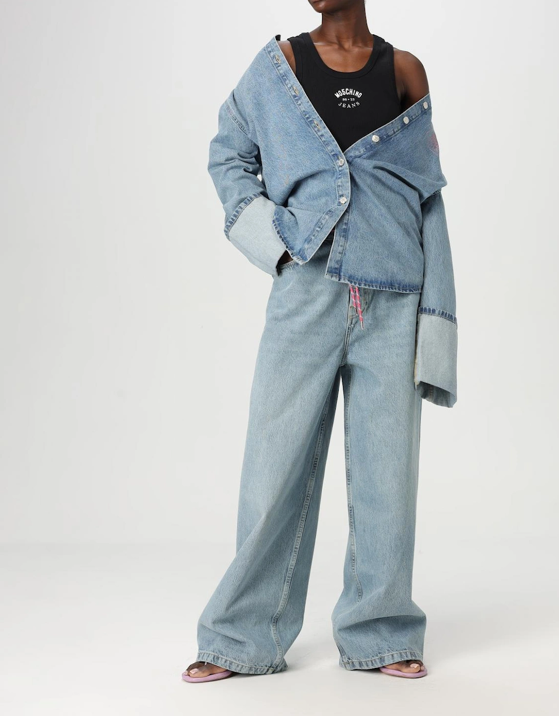 Wide Leg Jeans Drawstring Belt
