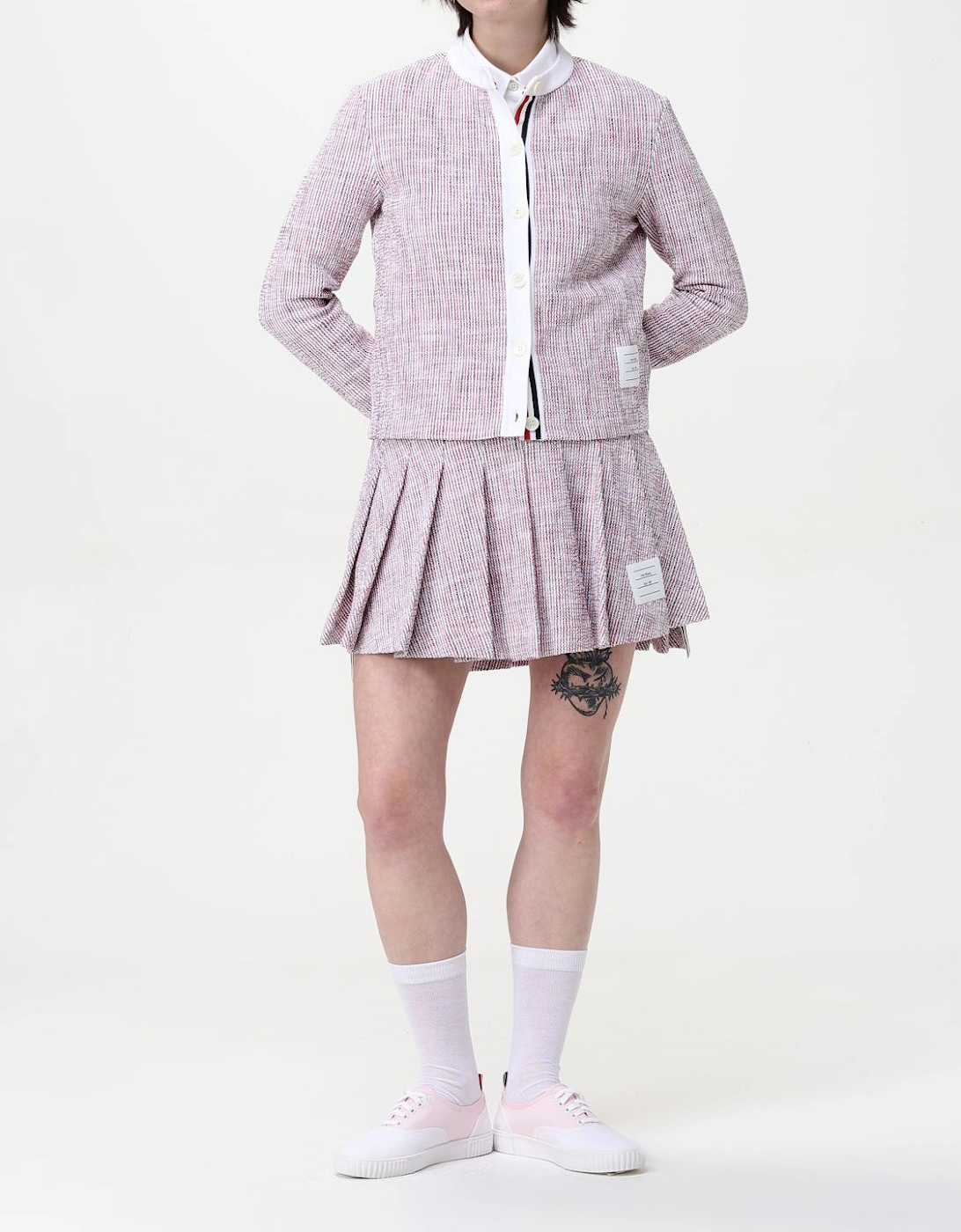 Tweed Pleated Mini Skirt
