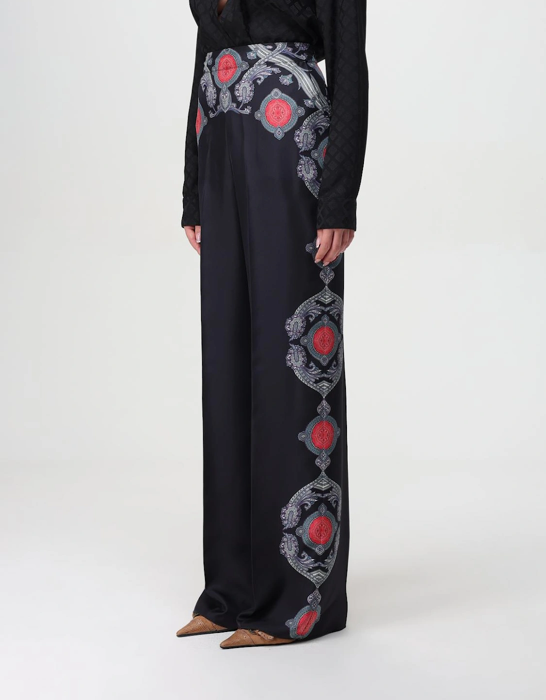 Paisley Print Wide Leg Trousers