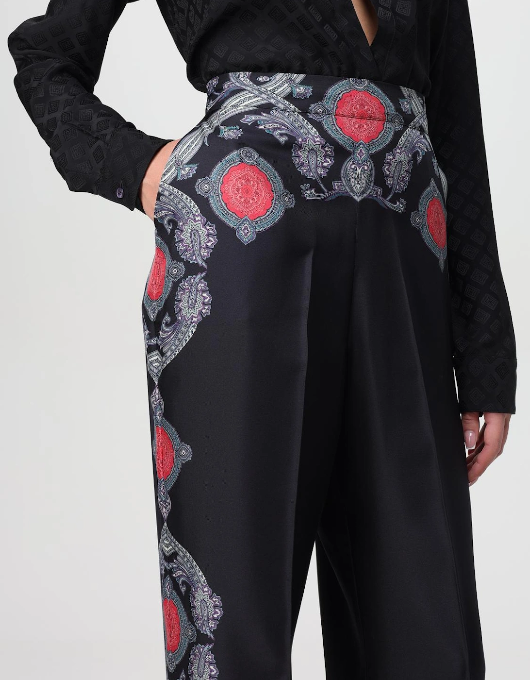 Paisley Print Wide Leg Trousers