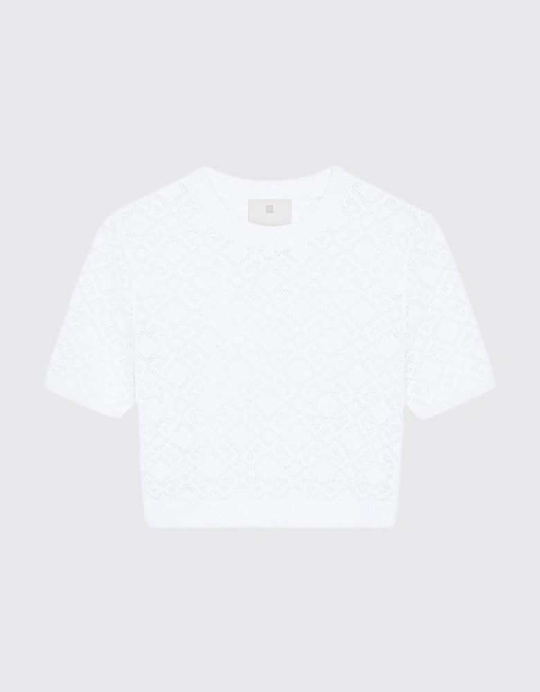 Cropped Knit Top Short Sleeves