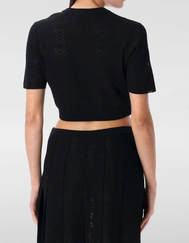 Cropped Knit Top Short Sleeves