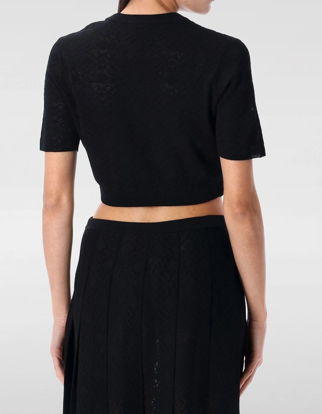 Cropped Knit Top Short Sleeves