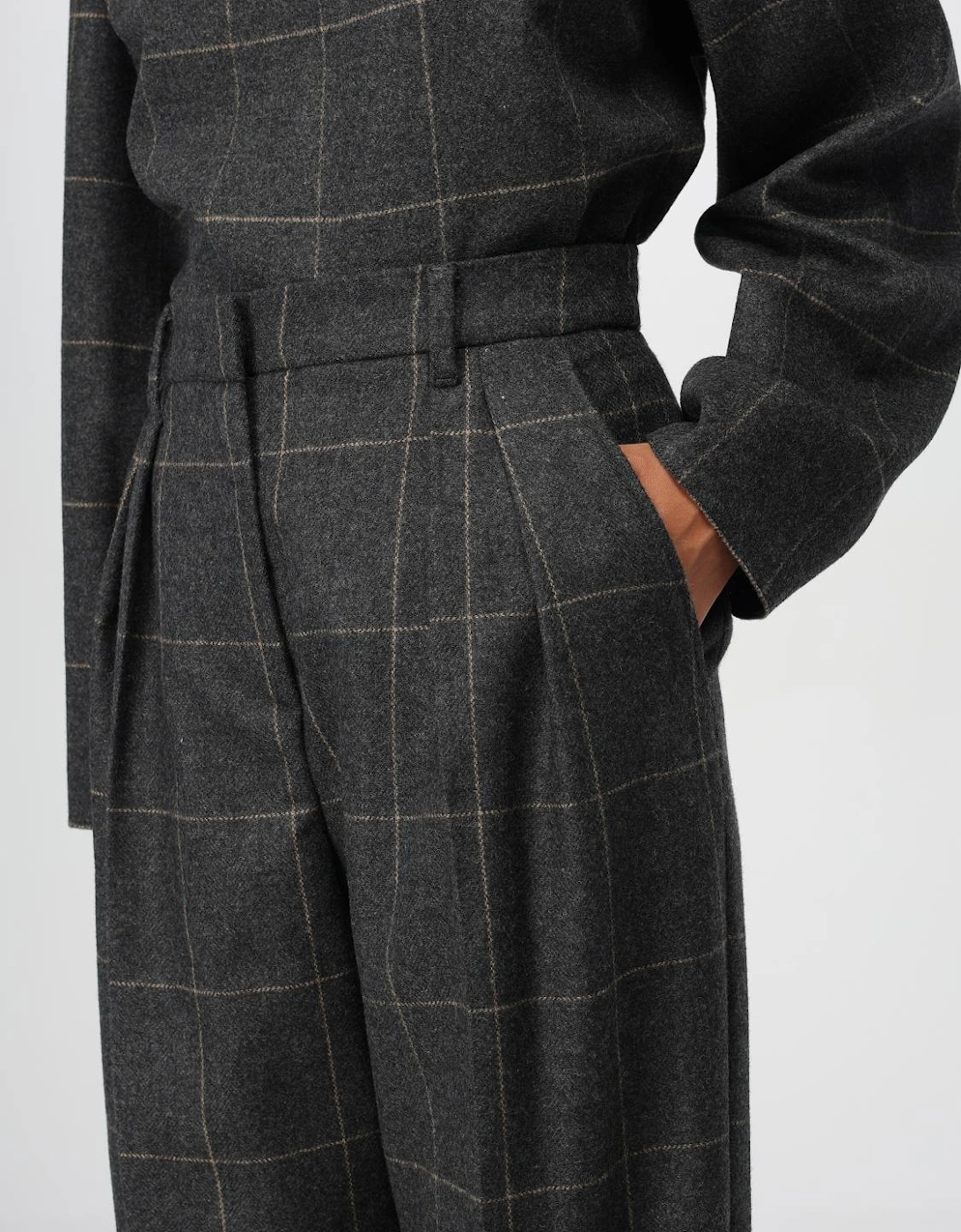 Woven Plaid WideLeg Pants