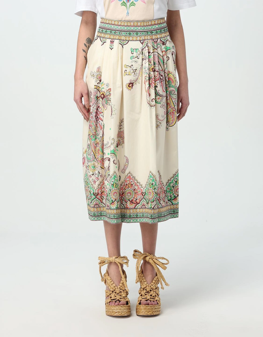 Printed Cotton Midi Skirt Paisley, 6 of 5