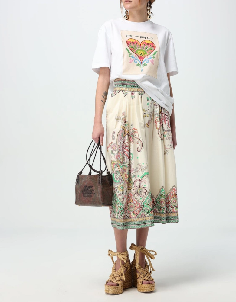 Printed Cotton Midi Skirt Paisley