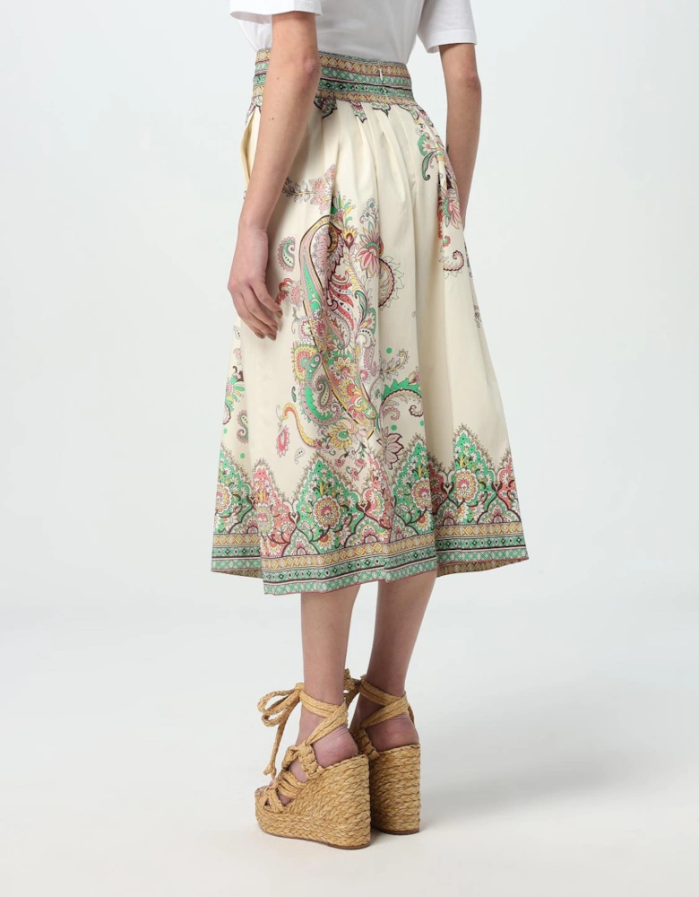 Printed Cotton Midi Skirt Paisley