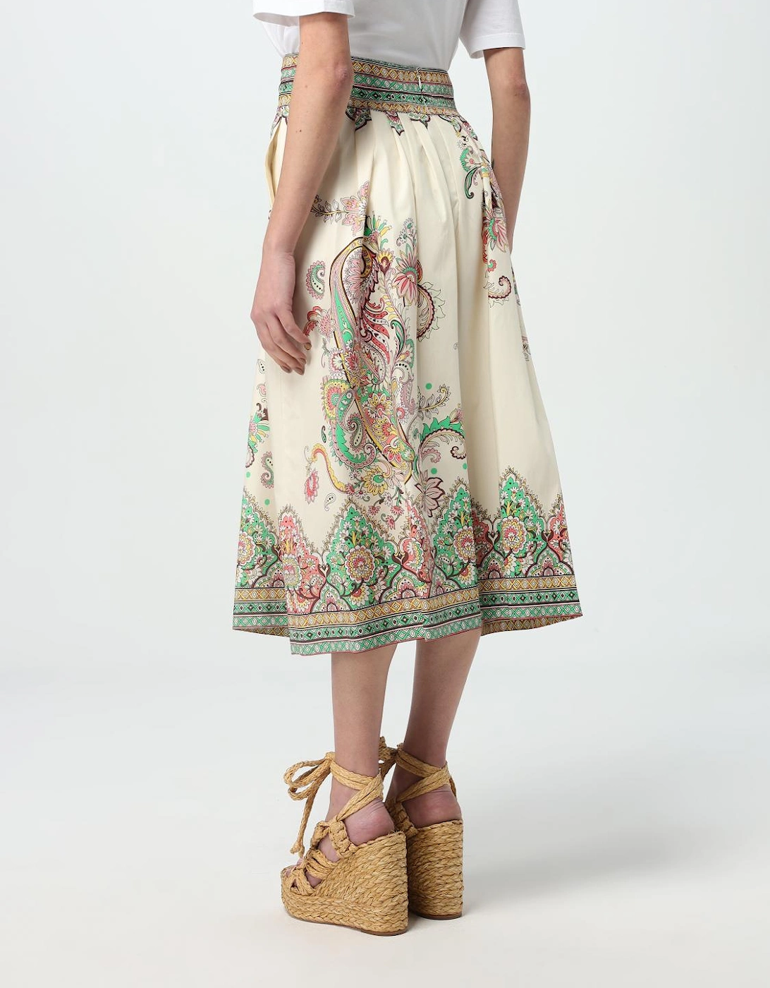 Printed Cotton Midi Skirt Paisley