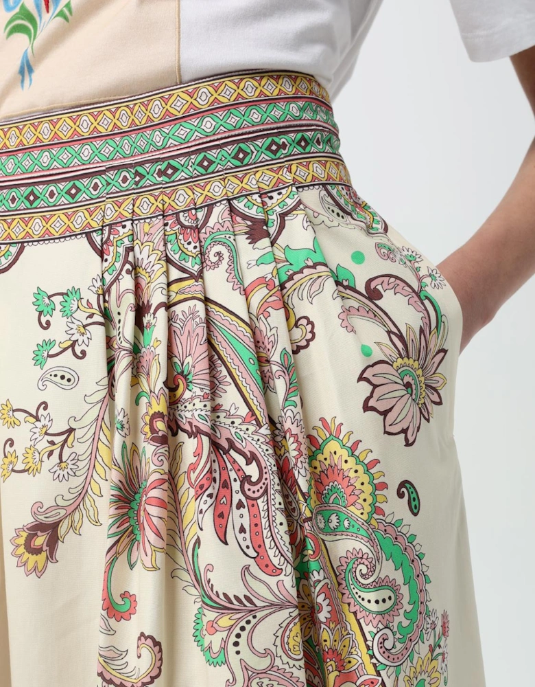 Printed Cotton Midi Skirt Paisley
