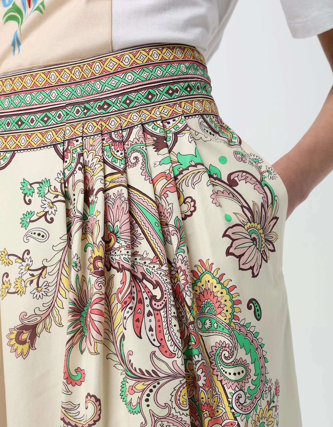 Printed Cotton Midi Skirt Paisley