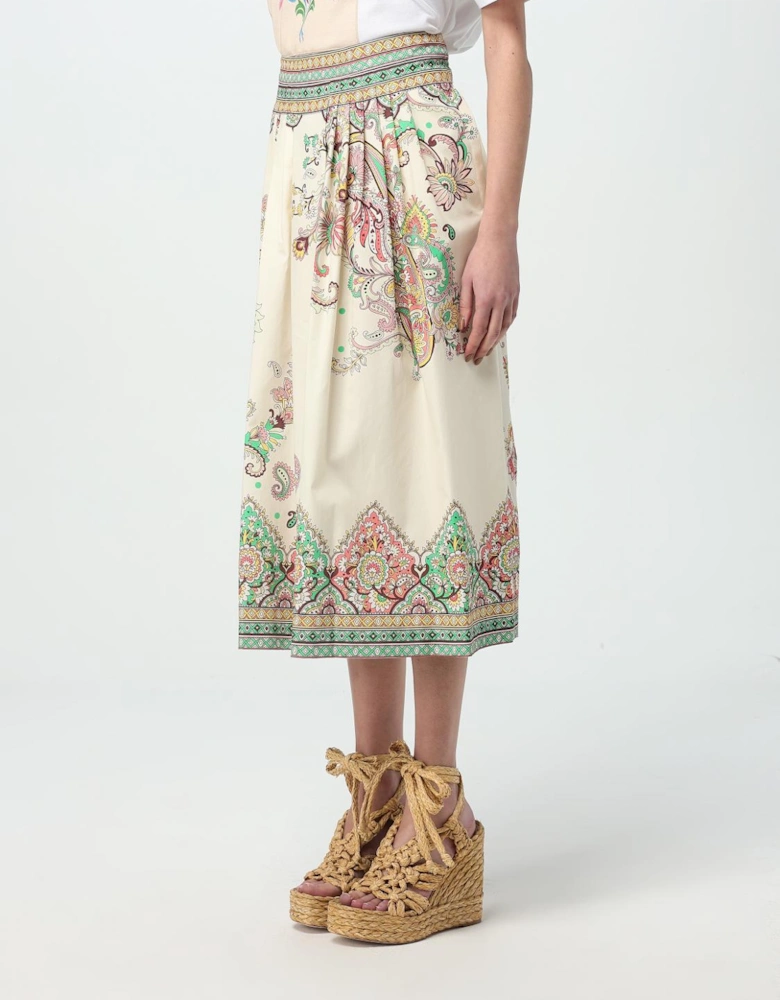 Printed Cotton Midi Skirt Paisley