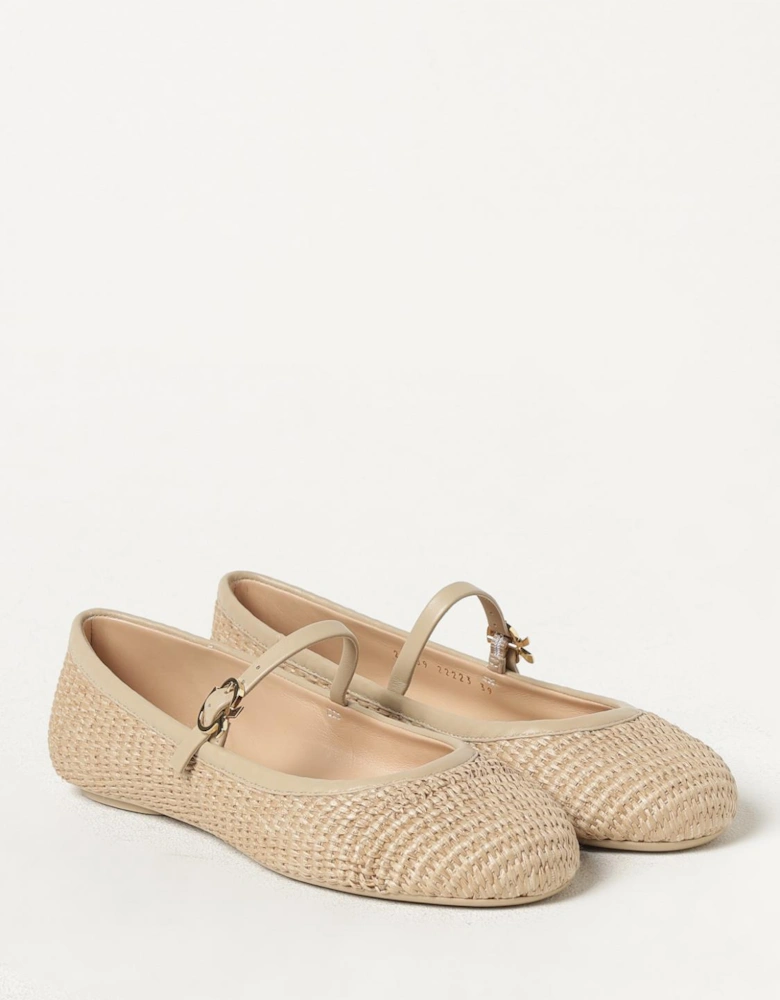 Raffia Woven Flat Shoes Buckle Closure