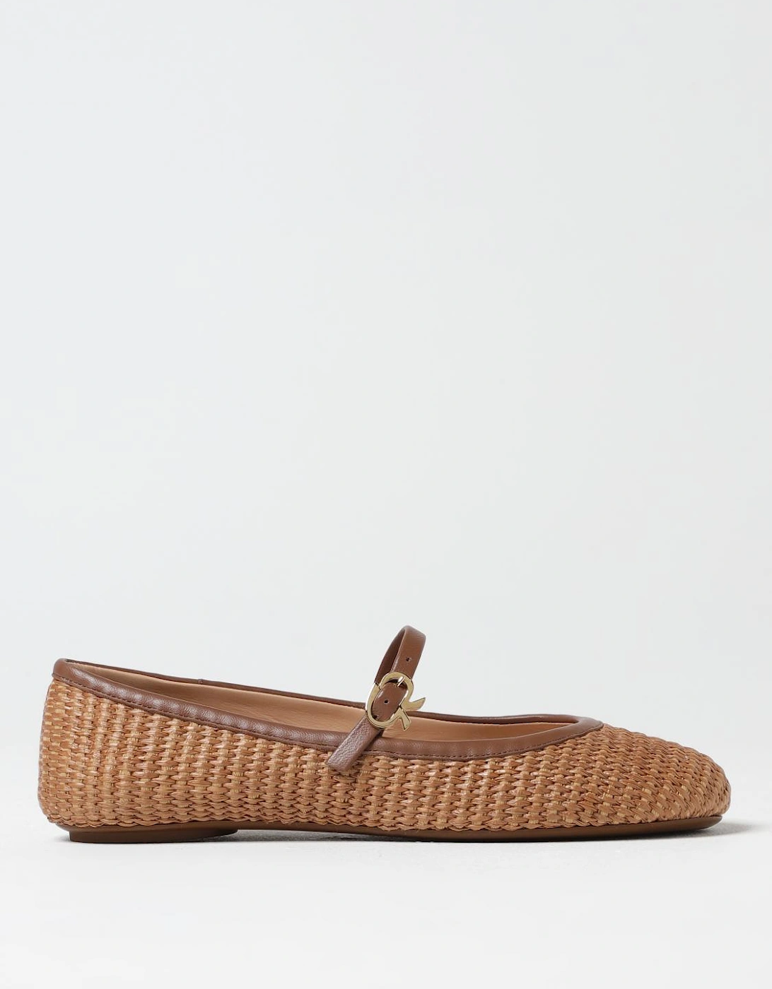 Raffia Woven Flat Shoes Buckle Closure