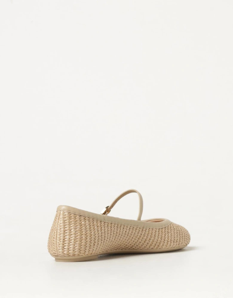 Raffia Woven Flat Shoes Buckle Closure