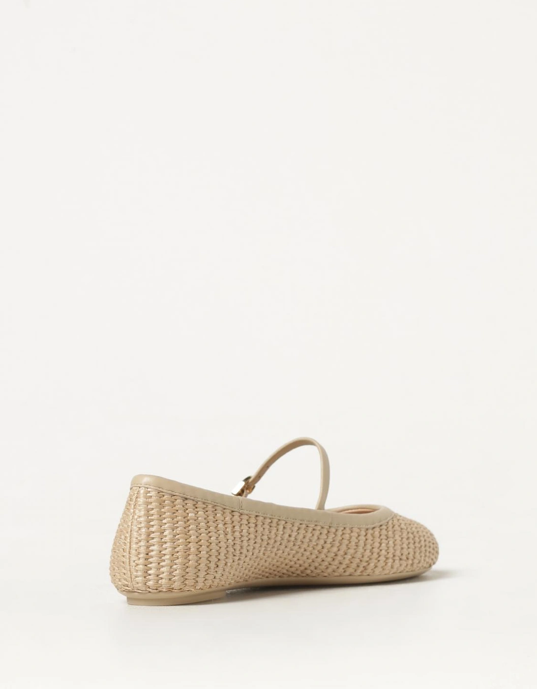 Raffia Woven Flat Shoes Buckle Closure