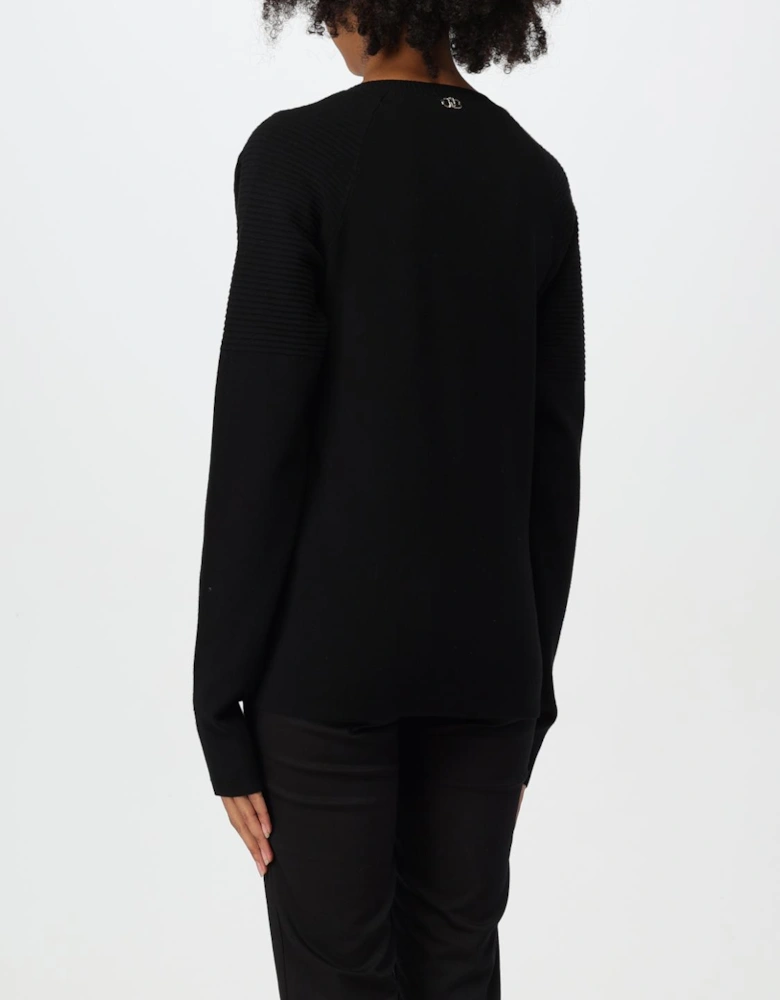 VNeck Knit Sweater with Shoulder Buttons