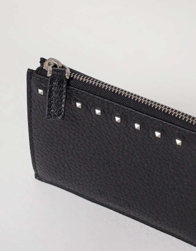 Studded ZipAround Leather Wallet