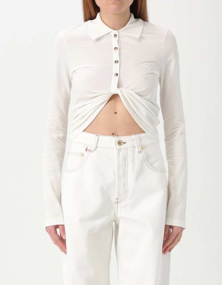 Cropped Polo Shirt Twisted Detail