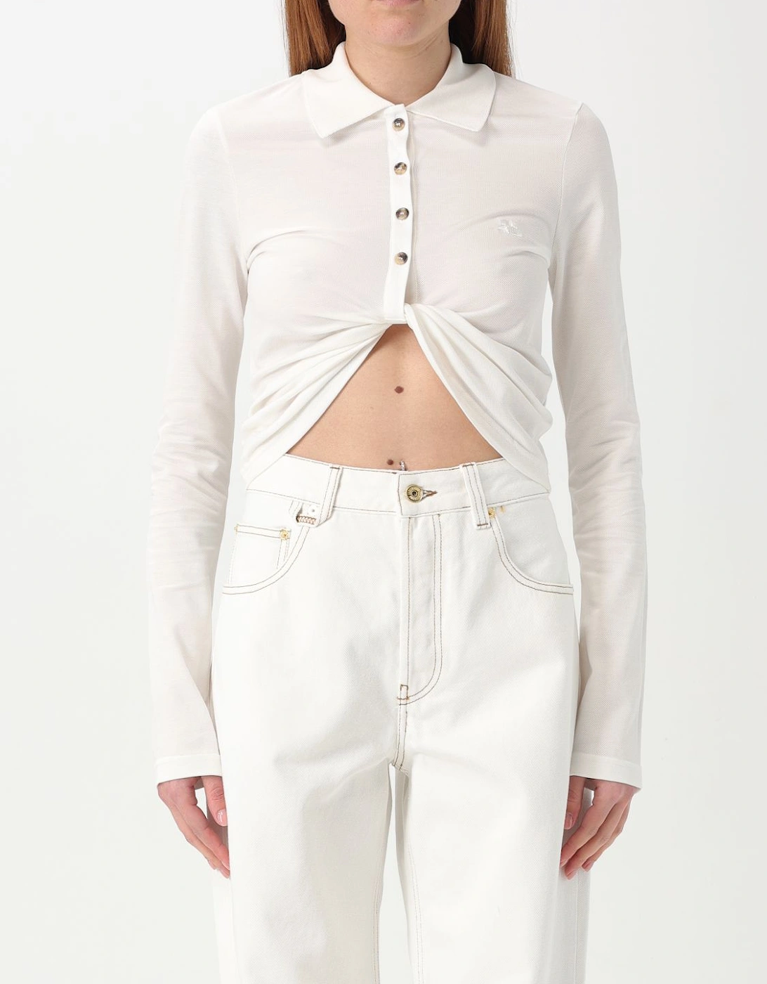 Cropped Polo Shirt Twisted Detail