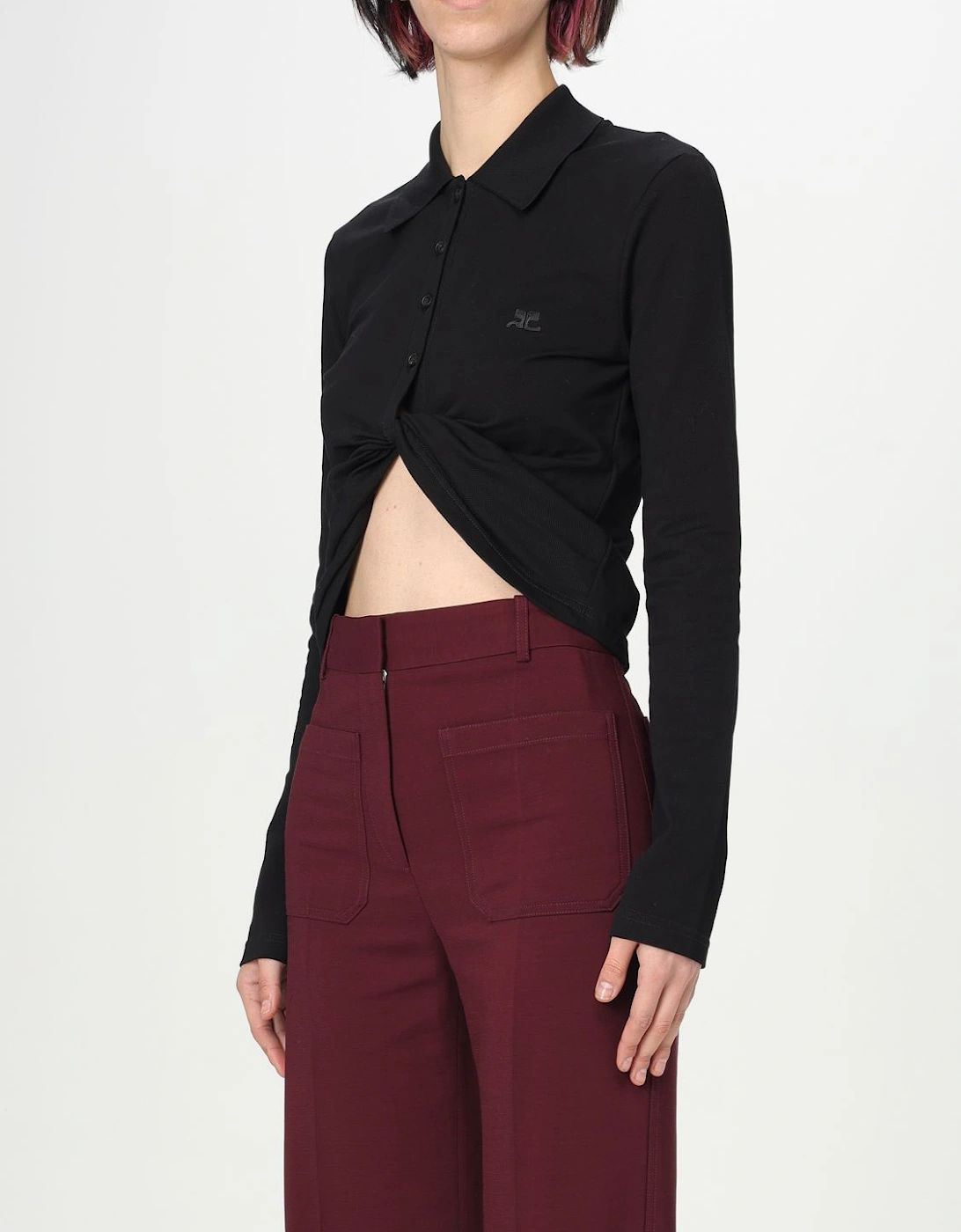 Cropped Polo Shirt Twisted Detail