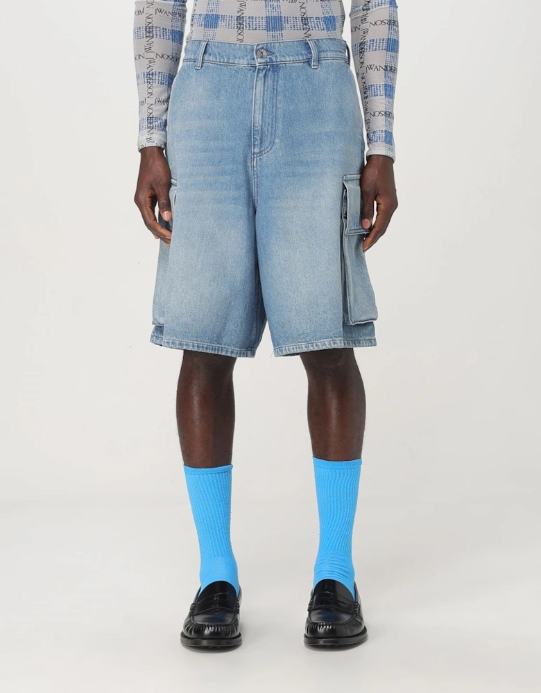Denim Cargo Shorts with Pockets