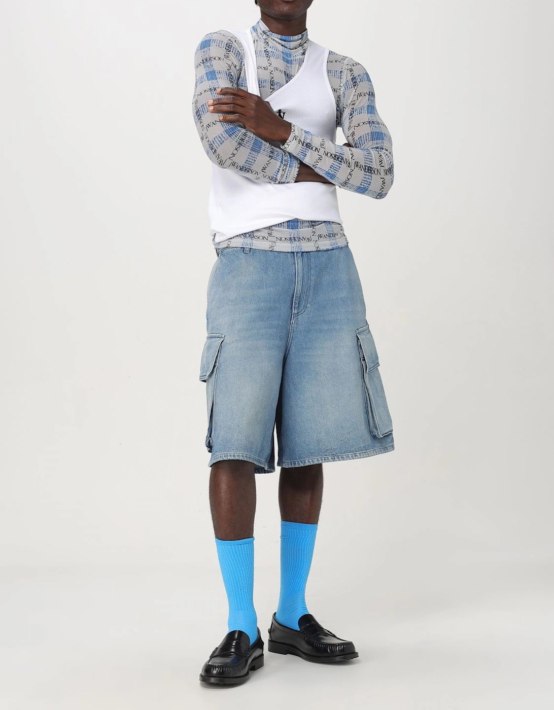 Denim Cargo Shorts with Pockets