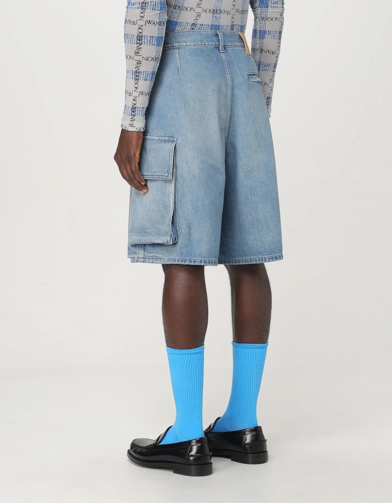Denim Cargo Shorts with Pockets