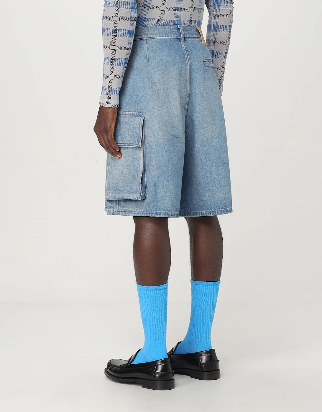 Denim Cargo Shorts with Pockets