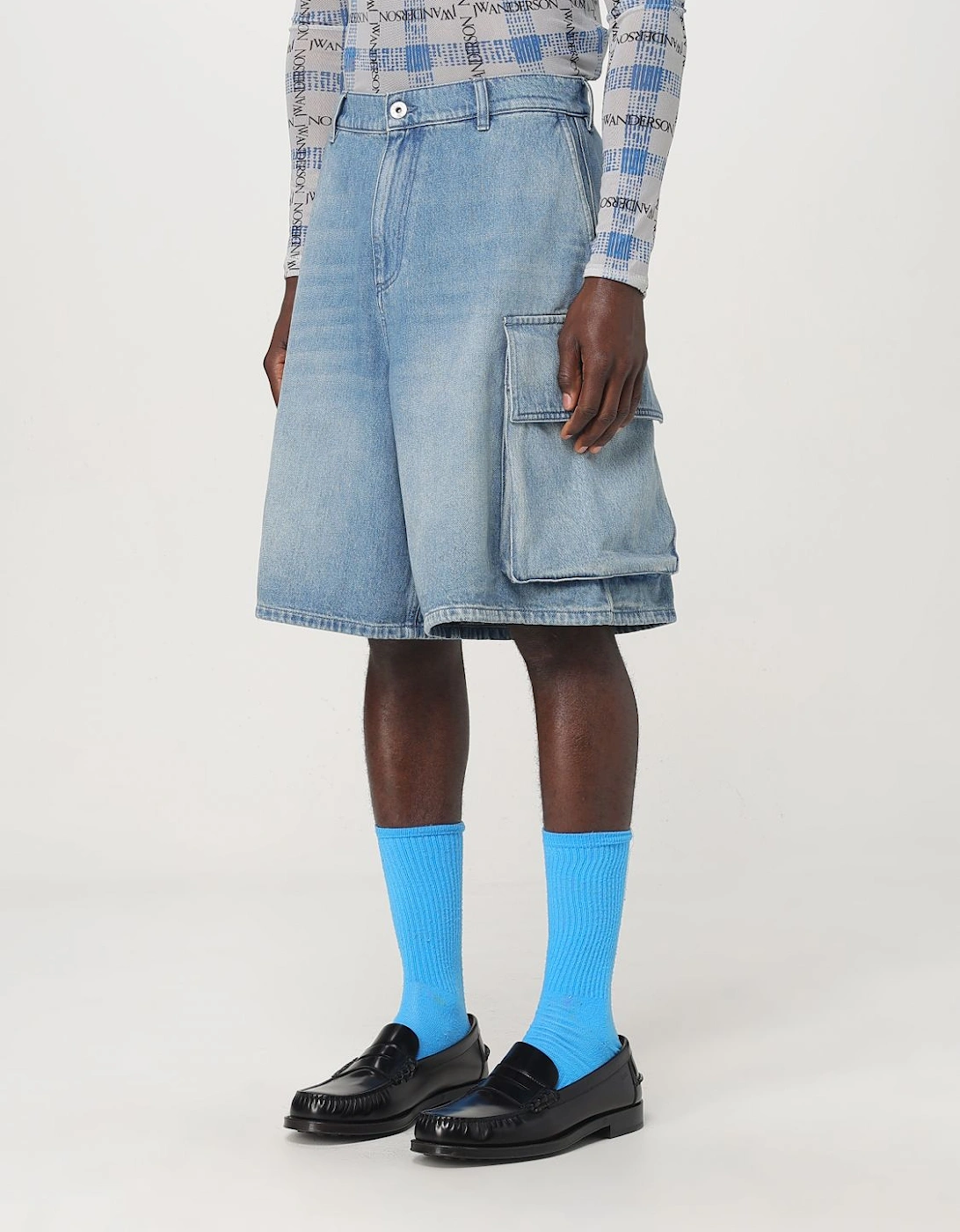 Denim Cargo Shorts with Pockets