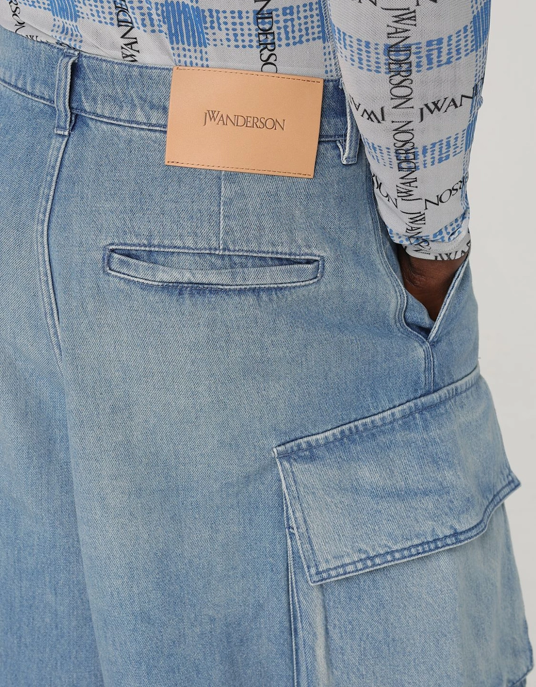 Denim Cargo Shorts with Pockets
