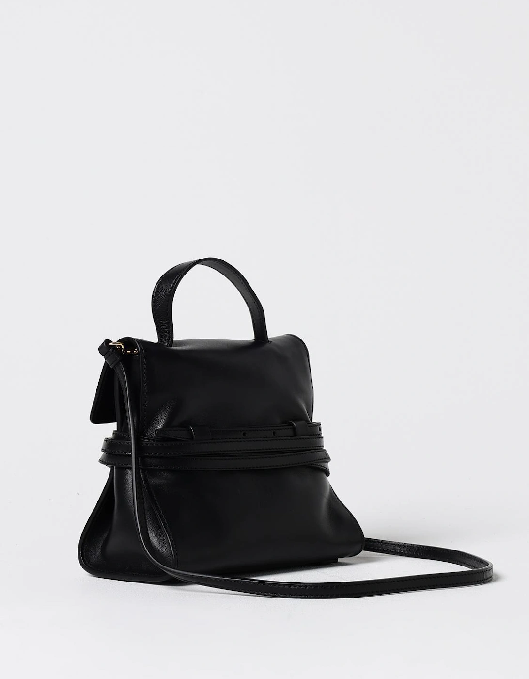 Leather Top Handle Clutch Bag