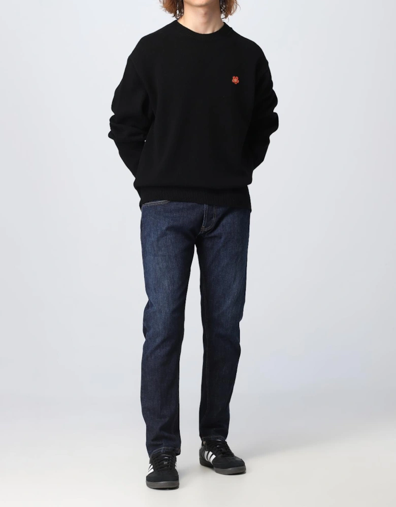 Flower Embroidered Crewneck Sweater