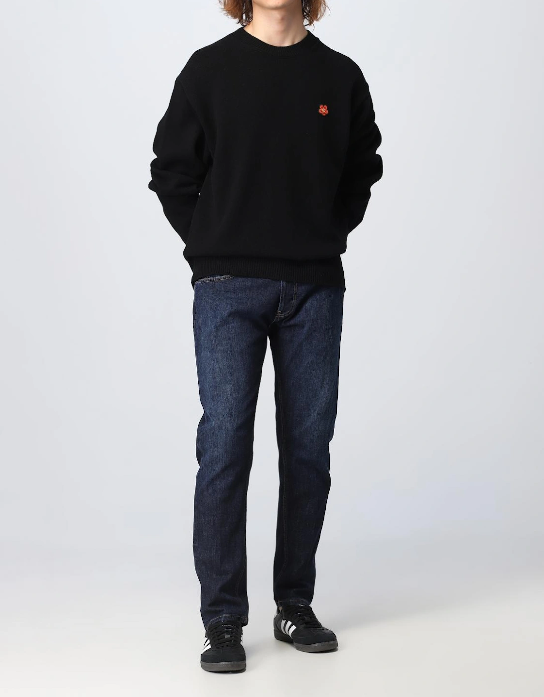 Flower Embroidered Crewneck Sweater
