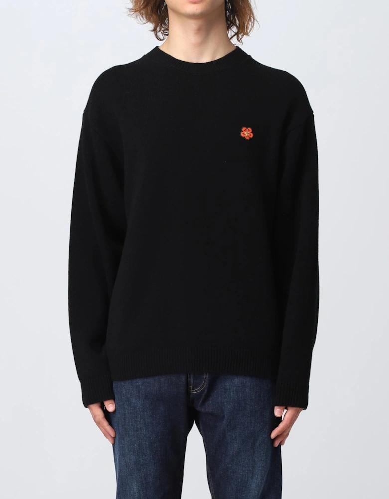Flower Embroidered Crewneck Sweater