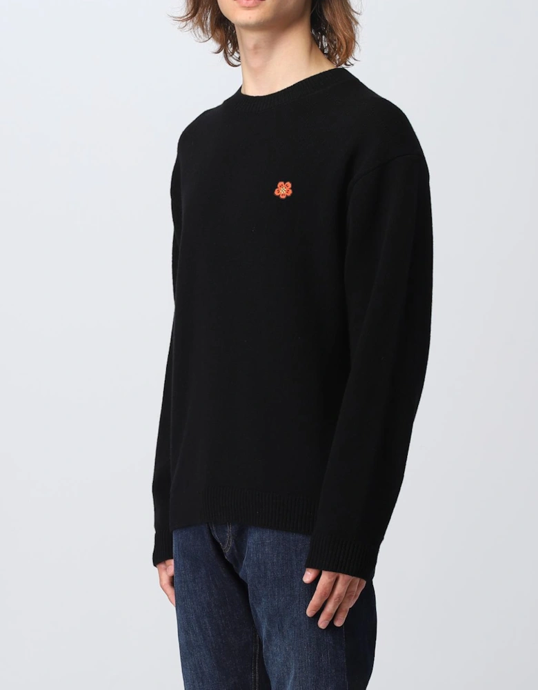 Flower Embroidered Crewneck Sweater