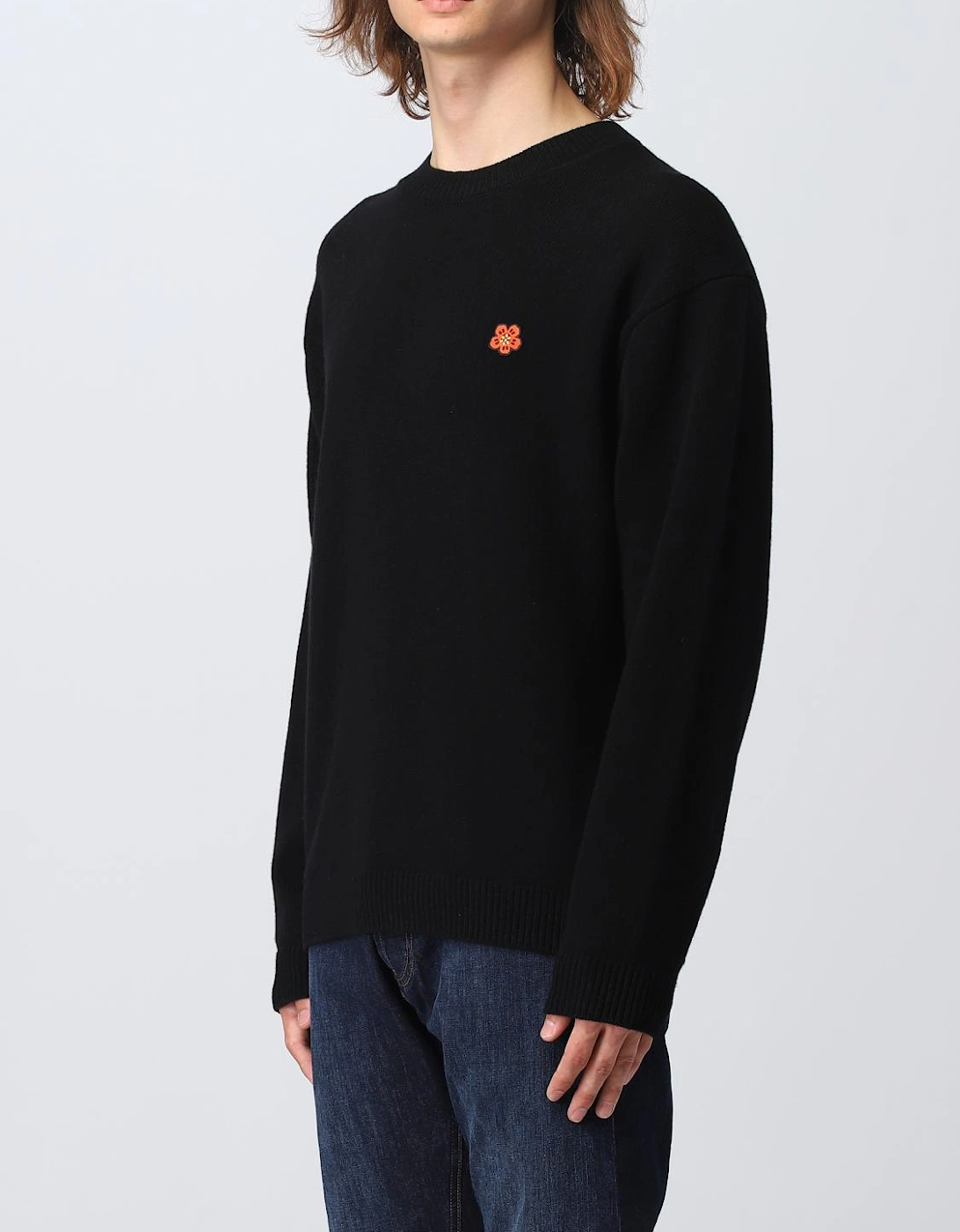 Flower Embroidered Crewneck Sweater