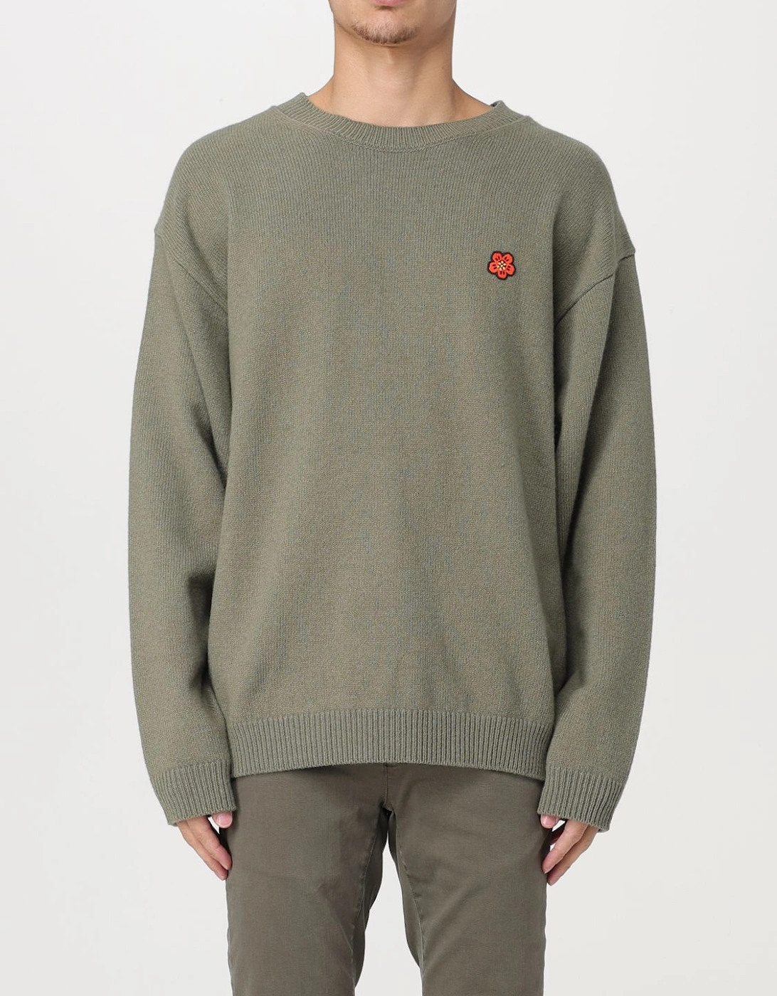 Flower Embroidered Crewneck Sweater