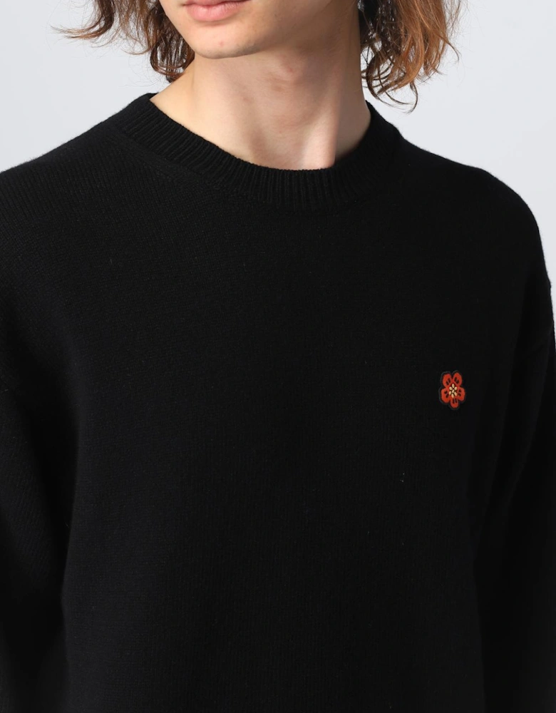 Flower Embroidered Crewneck Sweater