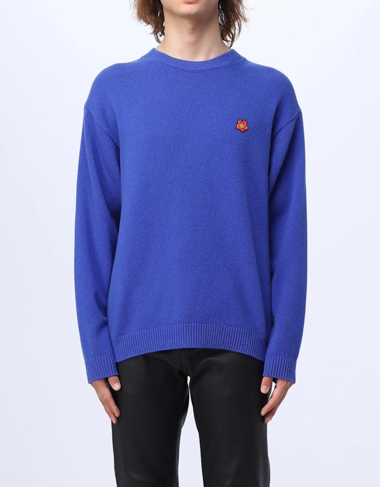 Flower Embroidered Crewneck Sweater