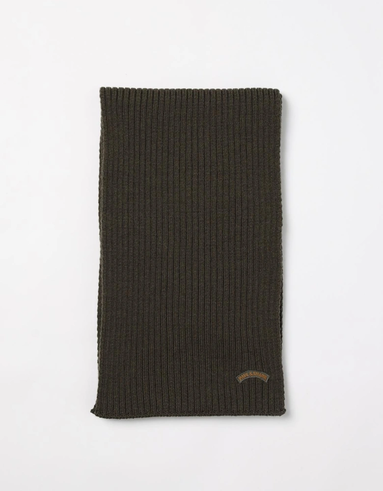 Ribbed Knit Wool Scarf