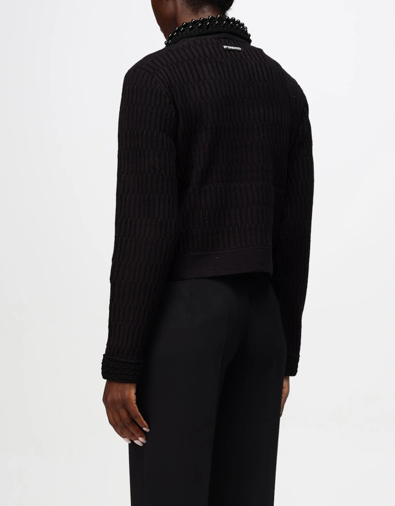 Cropped Cardigan Beaded Collar