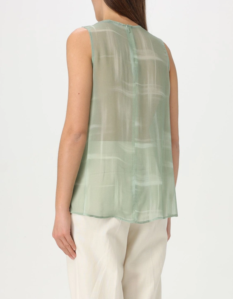 Silk Sleeveless Blouse Abstract Print